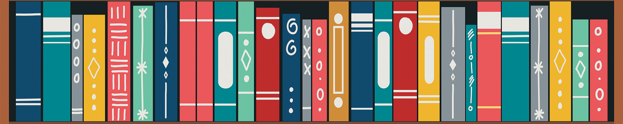 illustration of books on a shelf