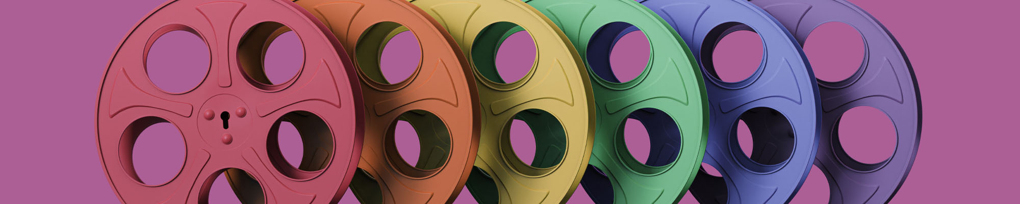 rainbow colored film reels